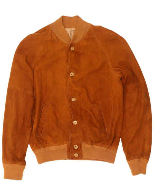 vintage Mens Suede Bomber Jacket UK 38 Beige Moyen