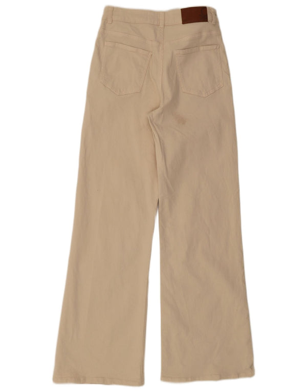 Benetton Jean taille haute à jambe large pour femme UK 8 Small W26 L31 Coton beige