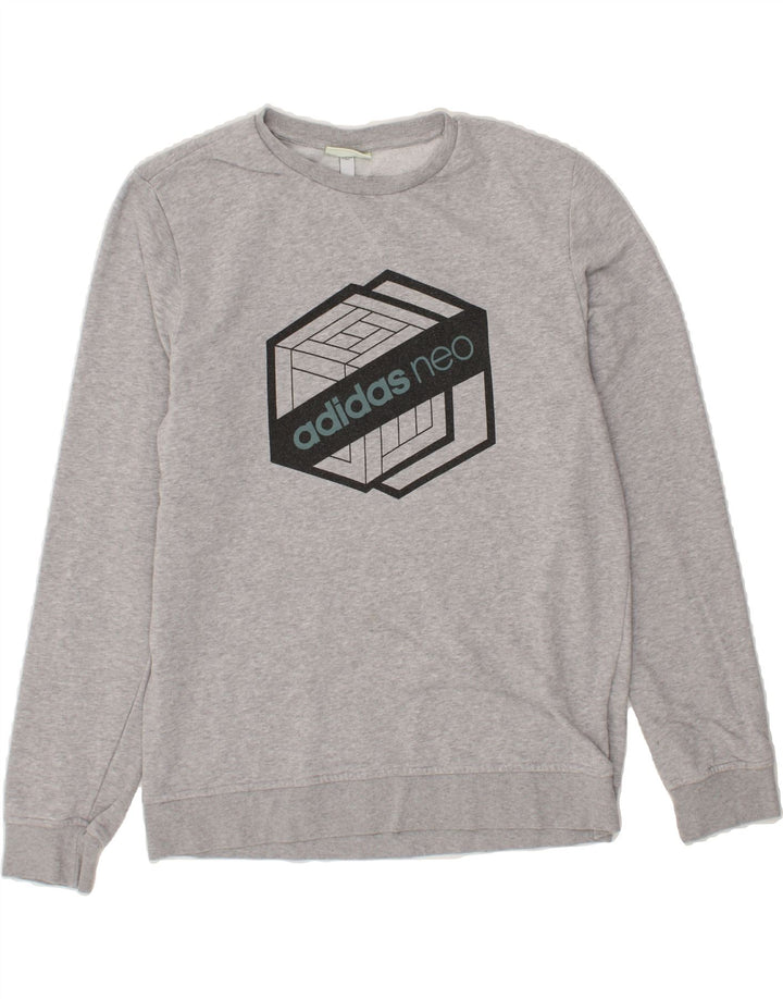 ADIDAS Mens Graphic Sweatshirt Jumper Medium Grey Vintage Adidas and Second-Hand Adidas from Messina Hembry 