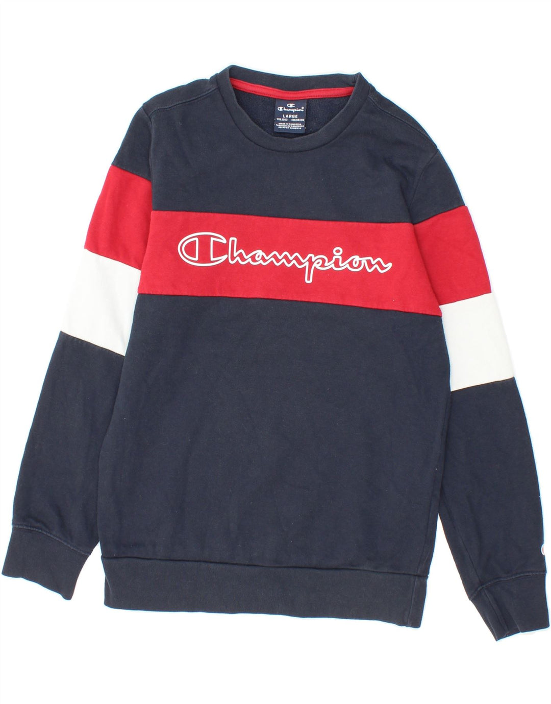 CHAMPION Boys Graphic Sweatshirt Jumper 11-12 Years Large Navy Blue Vintage Champion and Second-Hand Champion from Messina Hembry 