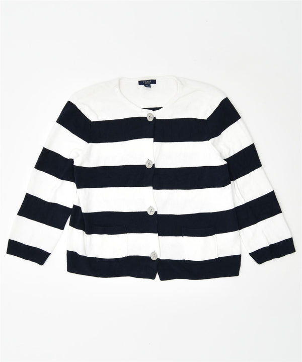 CHAPS Pull Cardigan Femme UK 18 XL Coton Rayé Blanc