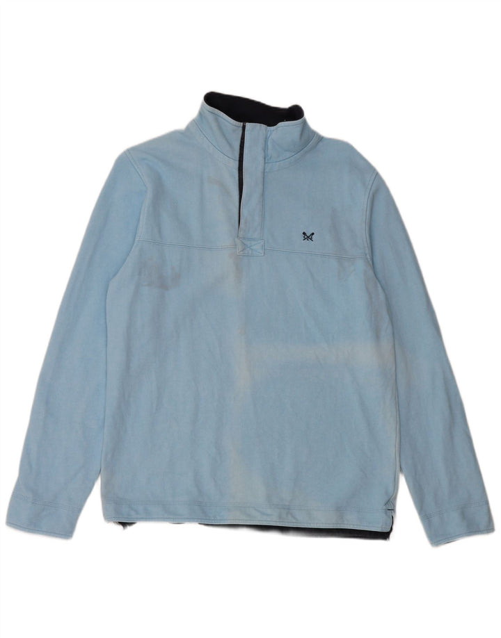 Crew Clothing Sweat-shirt à col zippé pour homme en coton bleu moyen