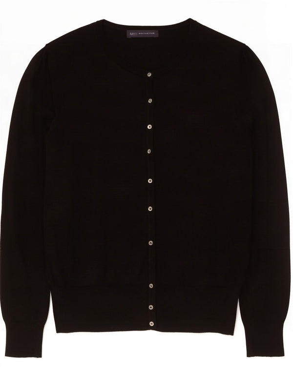 Marks & Spencer Pull Cardigan Femme UK 10 Petit Viscose Noir