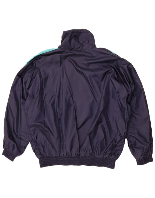 vintage Mens Survêtement Top Veste Grand Bleu Marine Colourblock Nylon