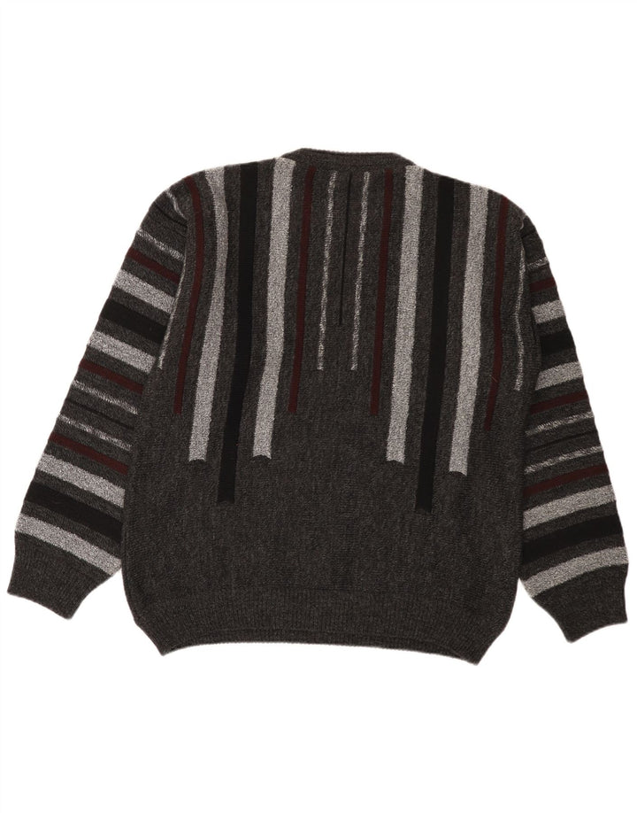 Alessandro Magno Pull Col Rond Homme Gris Moyen Rayé Acrylique
