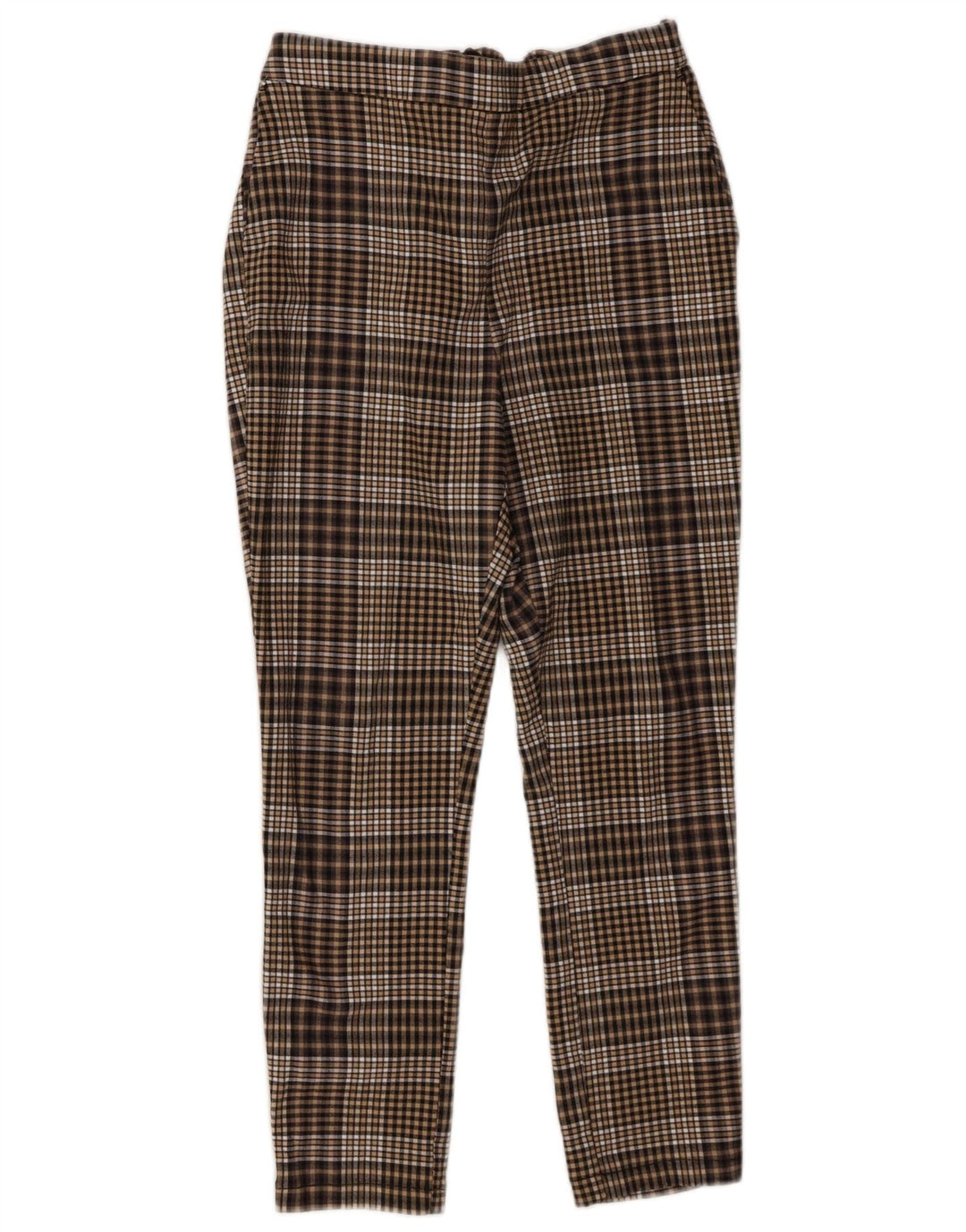 Zara Pantalon court pour femme Large W30 L24 Marron à carreaux