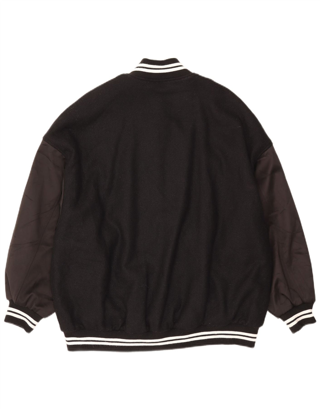 Zara Veste Varsity surdimensionnée pour femme UK 10 Small Noir Colourblock