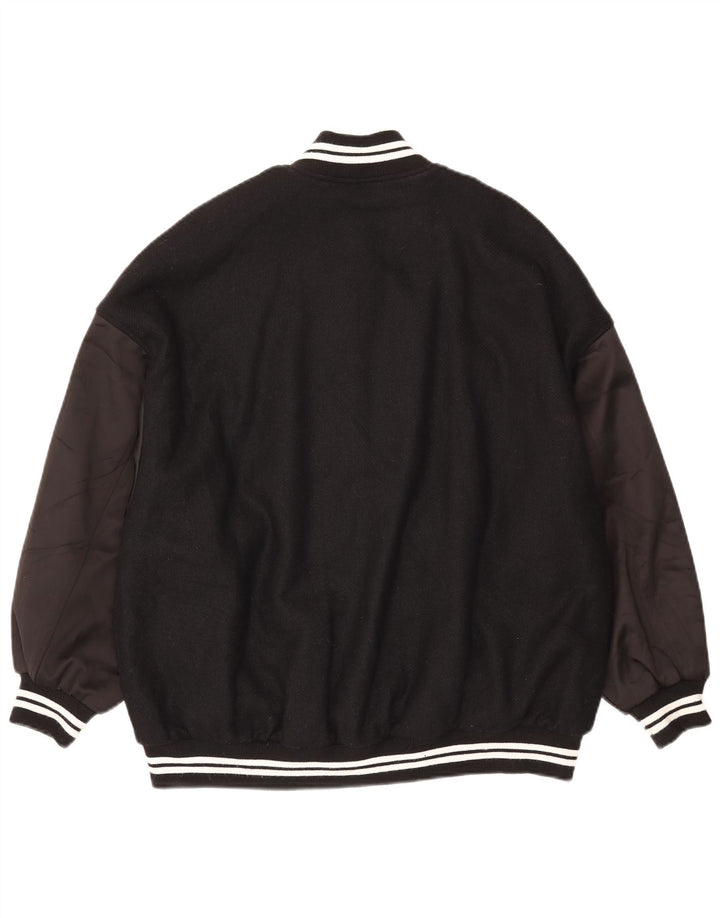 Zara Veste Varsity surdimensionnée pour femme UK 10 Small Noir Colourblock