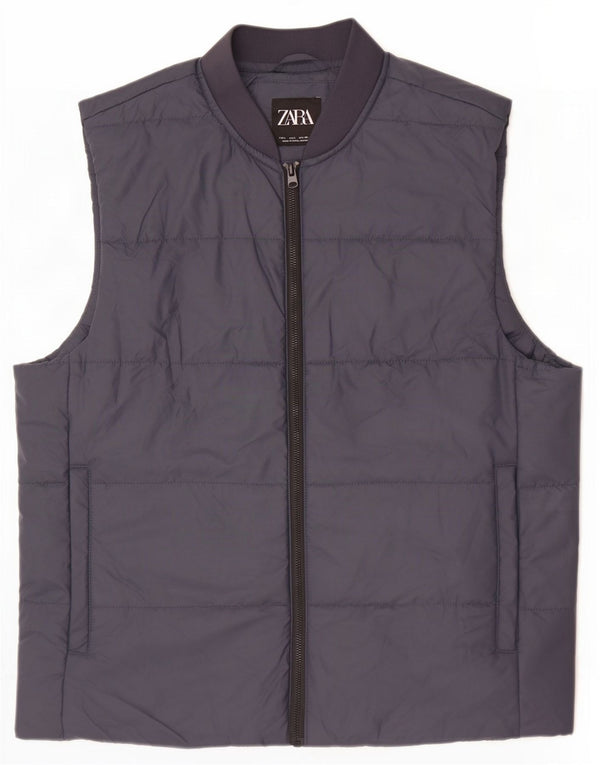 Zara Gilet rembourré pour homme UK 40 Large Bleu marine Polyester