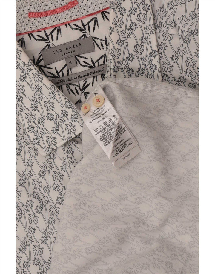 Ted Baker Chemise à manches courtes à motif abstrait pour homme Taille 6 2XL Coton blanc