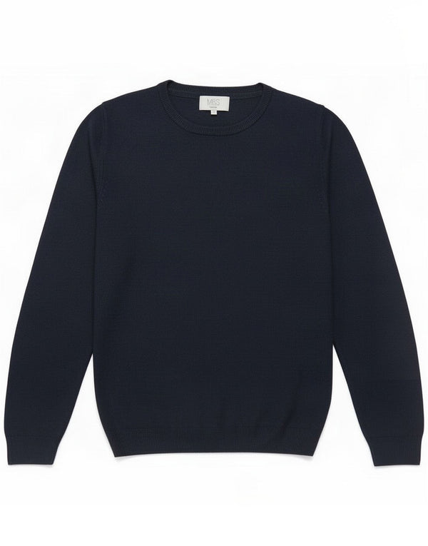 Marks & Spencer Pull à col rond pour homme Petit en acrylique bleu marine