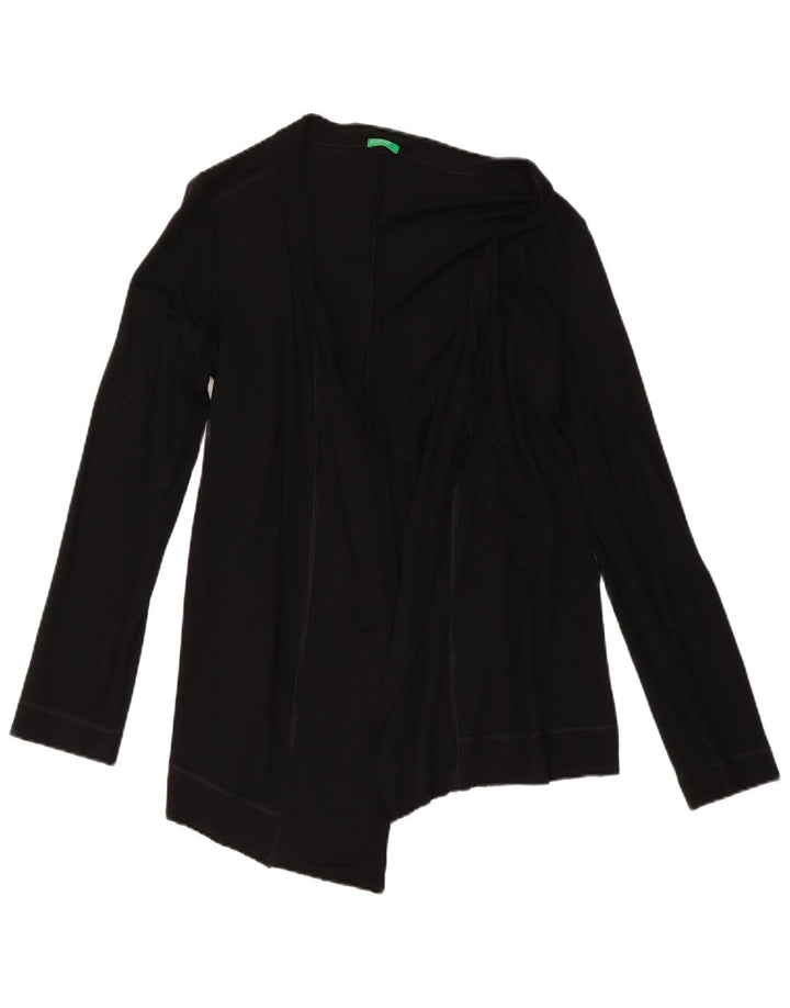 Benetton Pull Cardigan Asymétrique Femme UK 12 Medium Noir