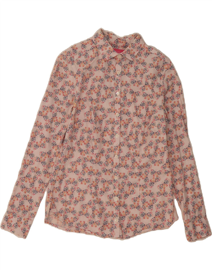 CHARLES TYRWHITT Womens Shirt UK 10 Small Beige Animal Print Cotton Vintage Charles Tyrwhitt and Second-Hand Charles Tyrwhitt from Messina Hembry 