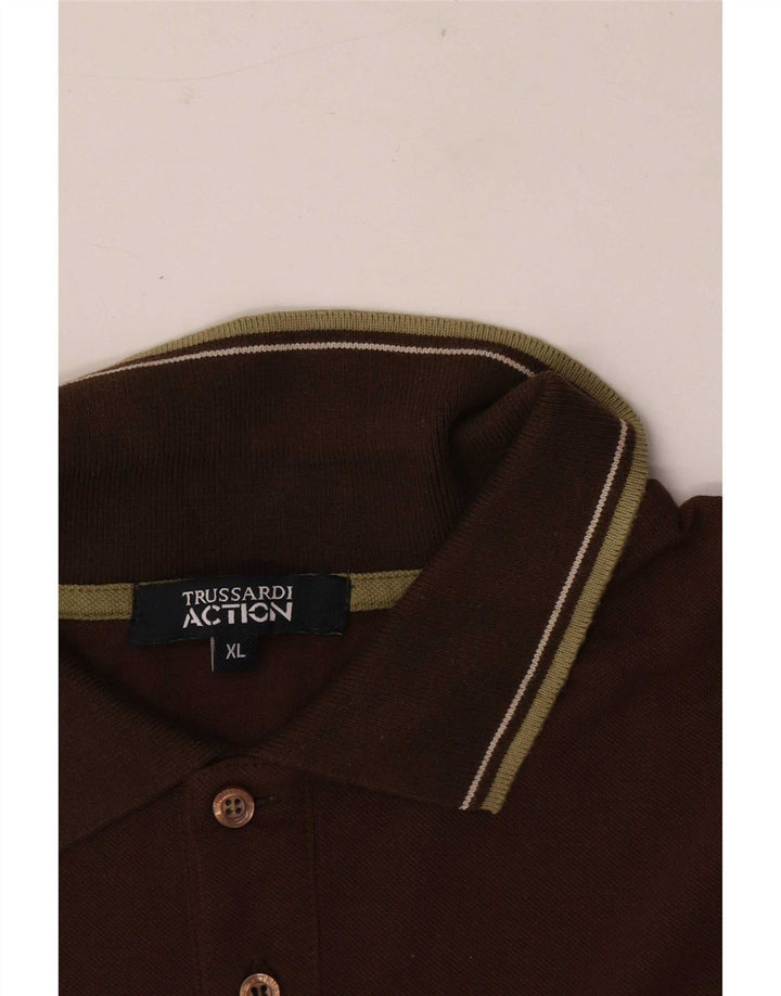 Trussardi Polo Homme XL Marron Rayé