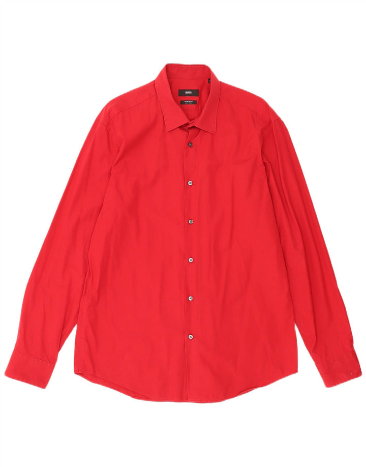 Hugo Boss Chemise coupe régulière pour homme Taille 41 16 Grand coton rouge