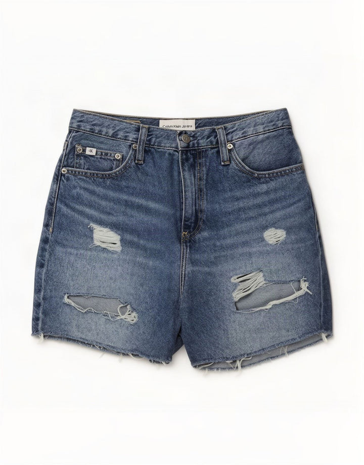 Calvin Klein Short en jean vieilli W29 en coton bleu moyen pour femme