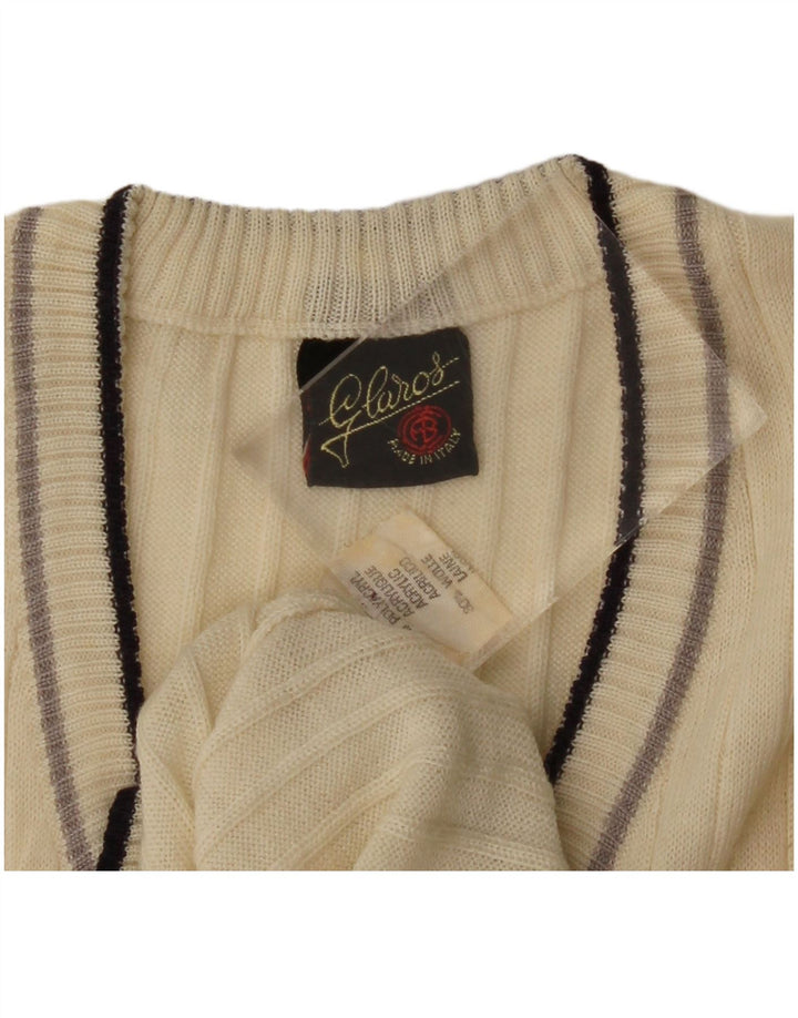 vintage Mens Vest Débardeur IT 52 Grand Beige Polyacrylique