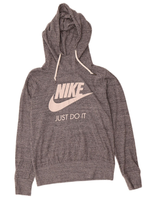 Nike Pull à capuche graphique pour femme UK 14 Gris moyen chiné en coton