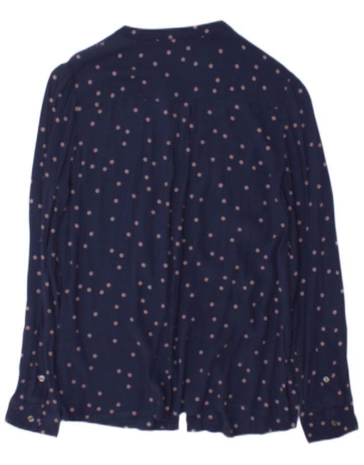 Chemise Boden Femme Chemisier UK 10 Small Bleu Marine Pois Viscose