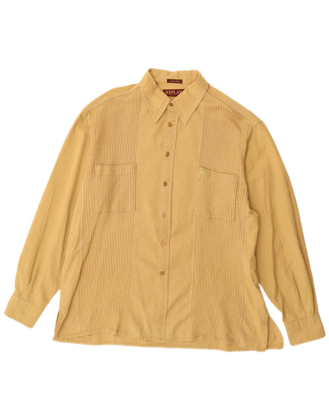 Replay Chemise Homme Large Jaune Coton