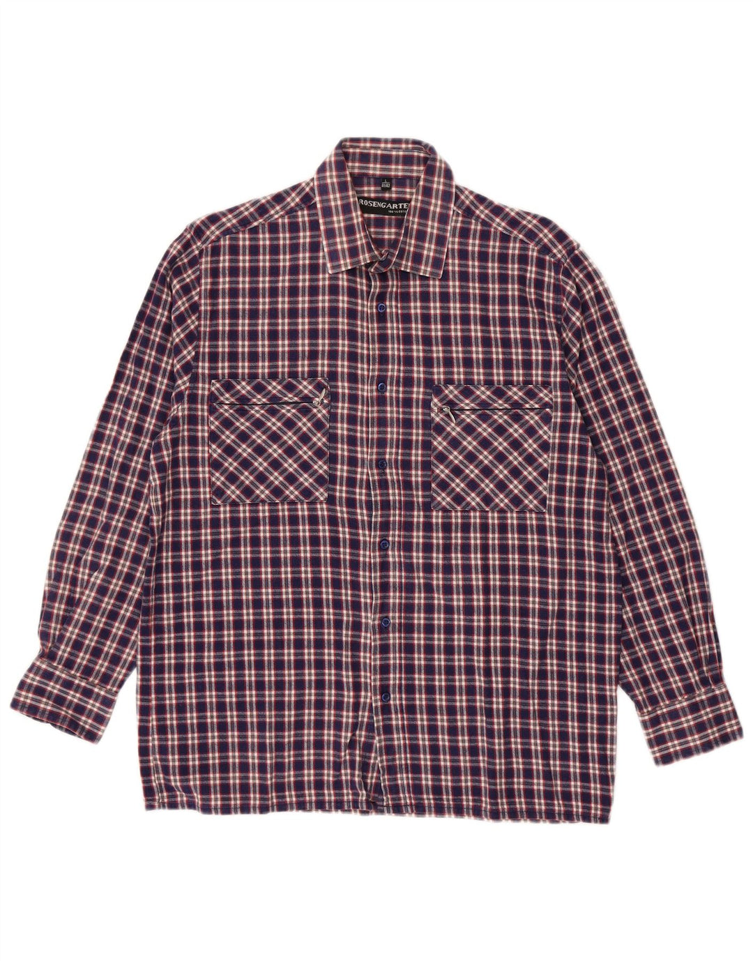 Rosengarten Chemise en flanelle pour homme Taille 41/42 Grand coton à carreaux bleus