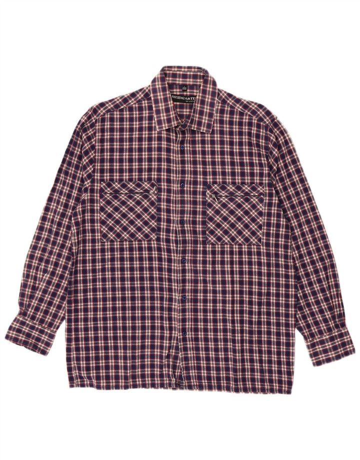 Rosengarten Chemise en flanelle pour homme Taille 41/42 Grand coton à carreaux bleus