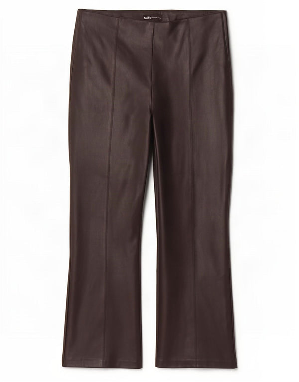 Zara Pantalon Femme Bootcut Simili Cuir XL W32 L27 Noir Polyuréthane