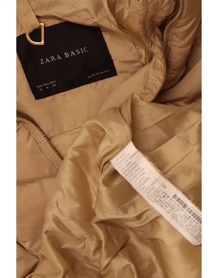 Zara Manteau rembourré à capuche pour femme UK 12 Polyester beige moyen