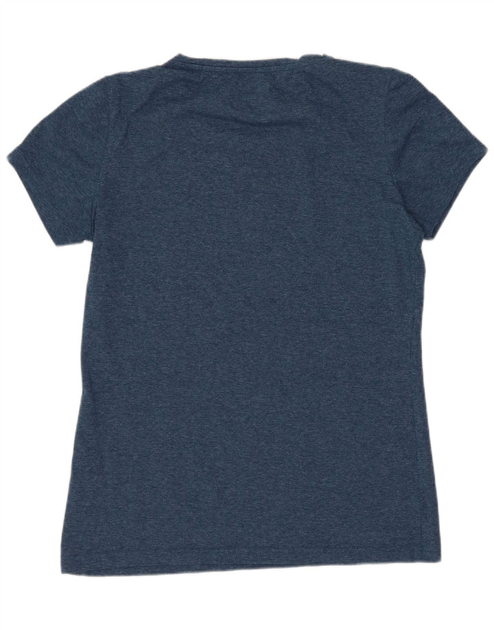 ASICS T-shirt graphique pour femme UK 12 en coton moucheté bleu marine moyen