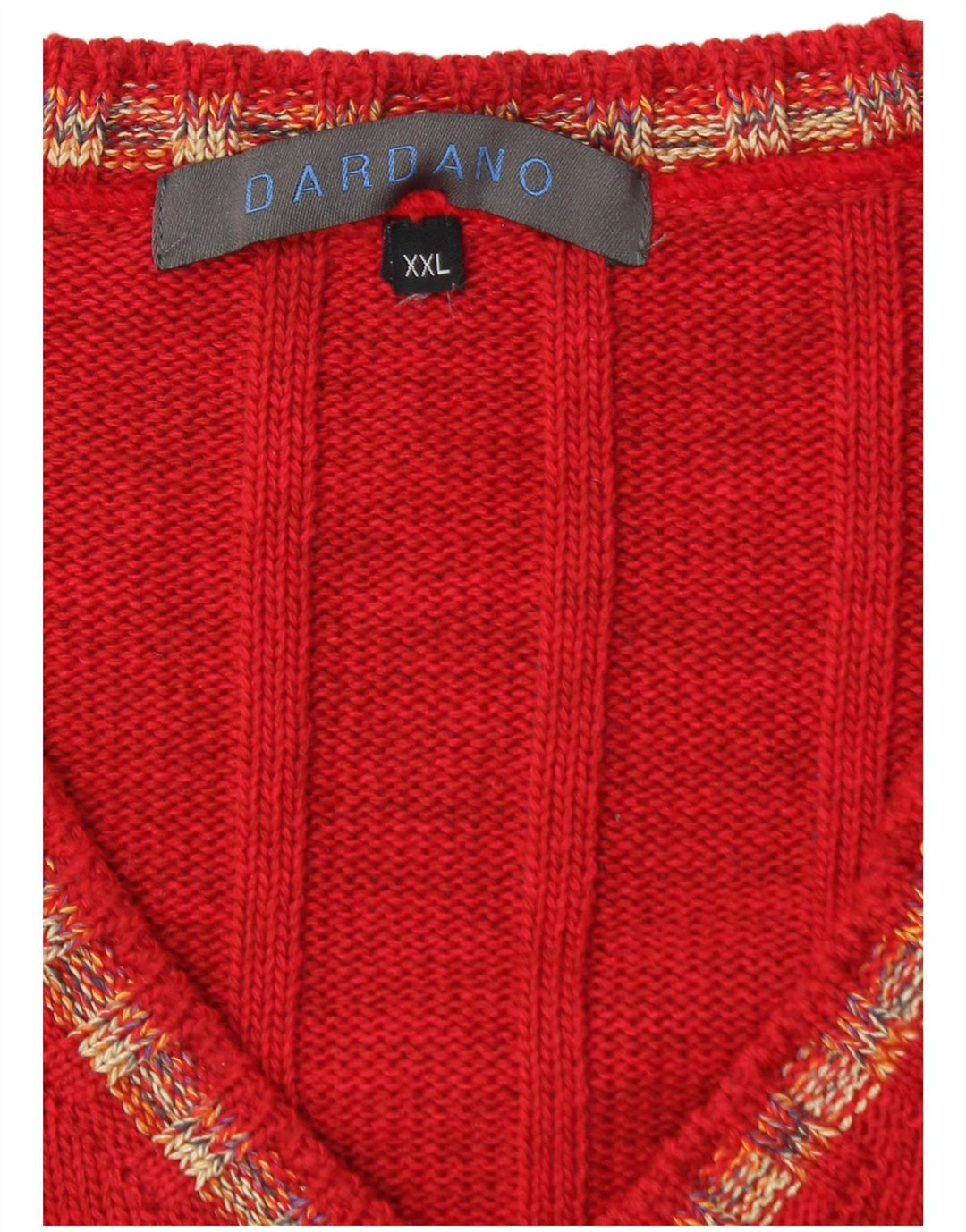Dardano Pull col V pour homme en laine rouge 2XL