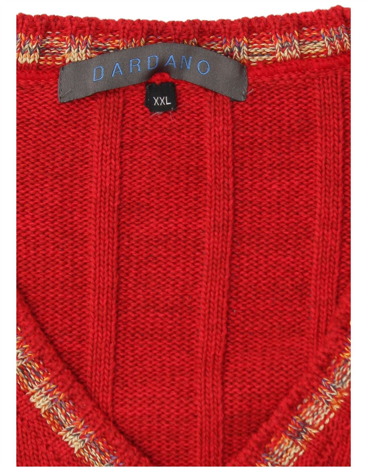 Dardano Pull col V pour homme en laine rouge 2XL