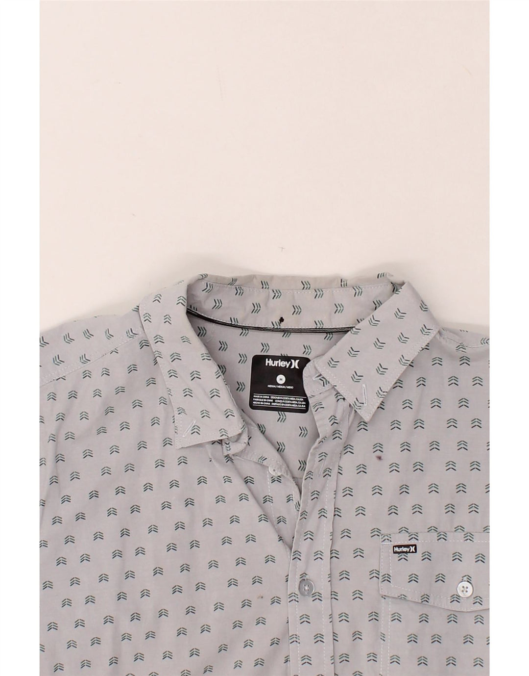 HURLEY Mens Abstract Pattern Short Sleeve Shirt Medium Grey Cotton Vintage Hurley and Second-Hand Hurley from Messina Hembry 