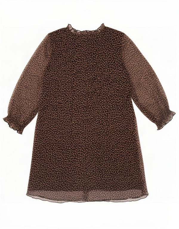 Zara Robe à volants à manches 3/4 pour femme UK 6 XS Polyester à pois noir
