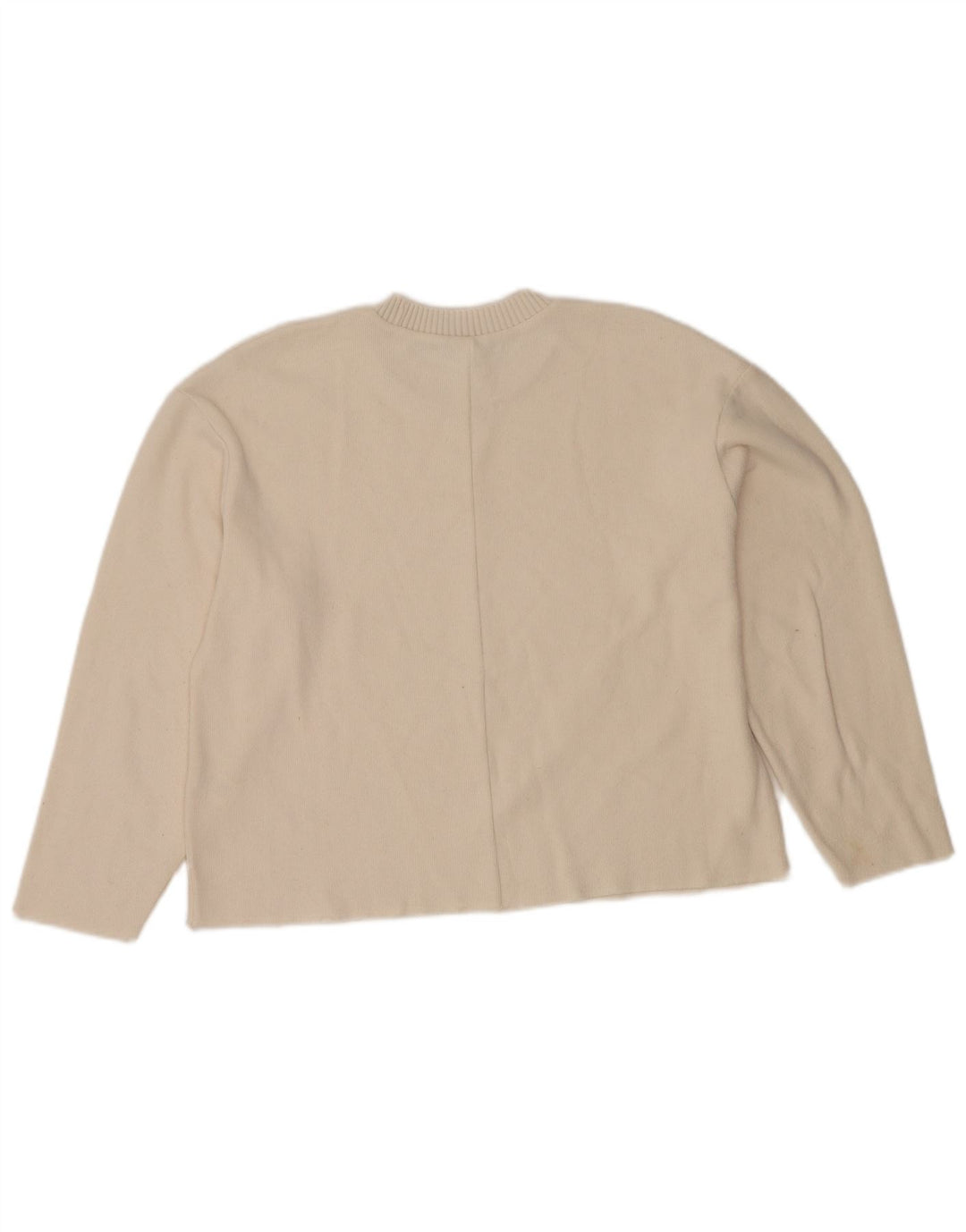 Zara Pull court à col rond pour femme UK 14 en polyester blanc moyen