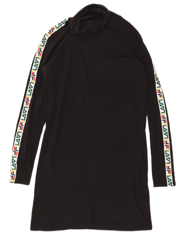 FILA Robe t-shirt graphique à col roulé pour femme UK 10 Small Noir Colourblock