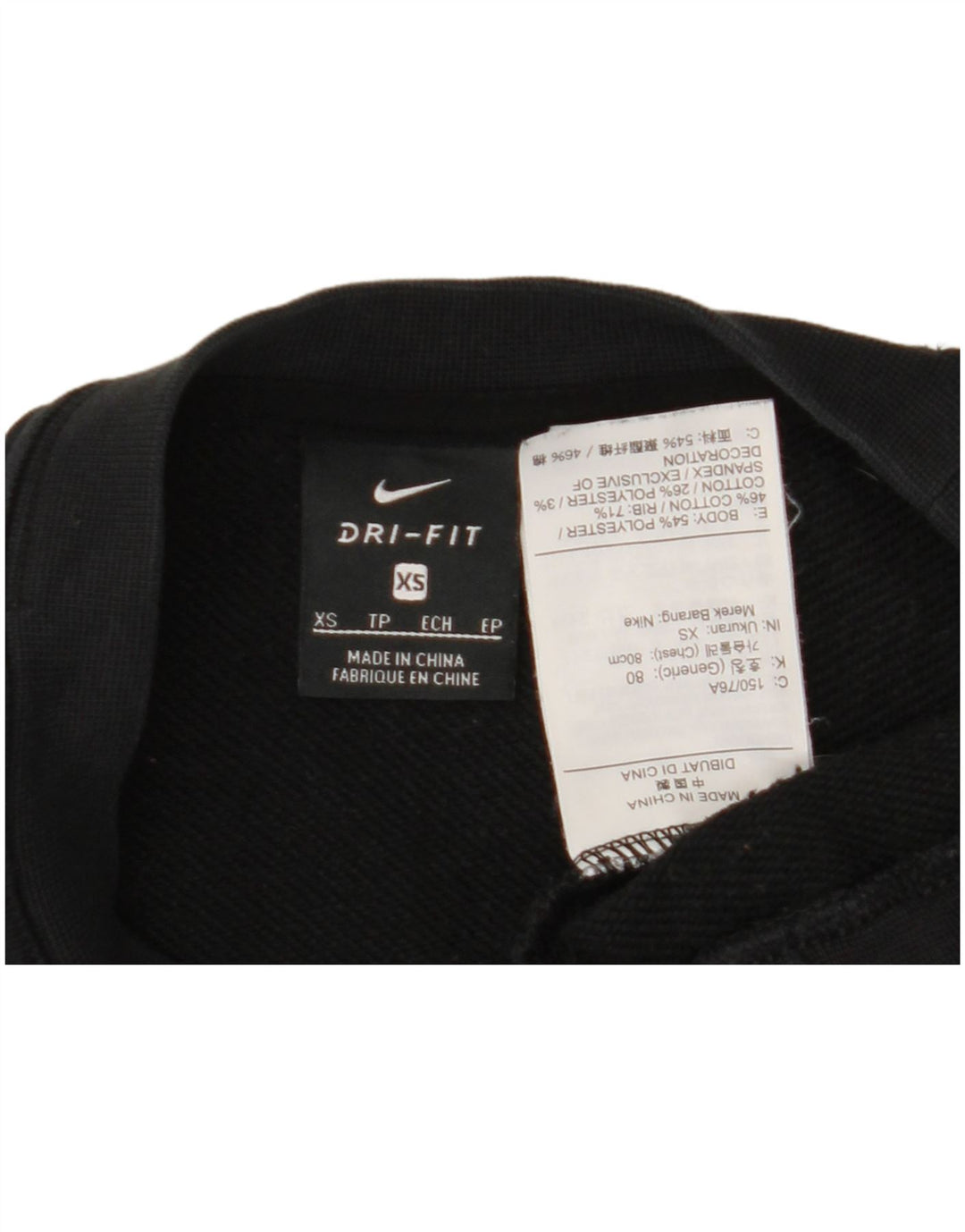Nike Womens Dri Fit Crop Sweatshirt Jumper UK 6 XS Noir Polyester