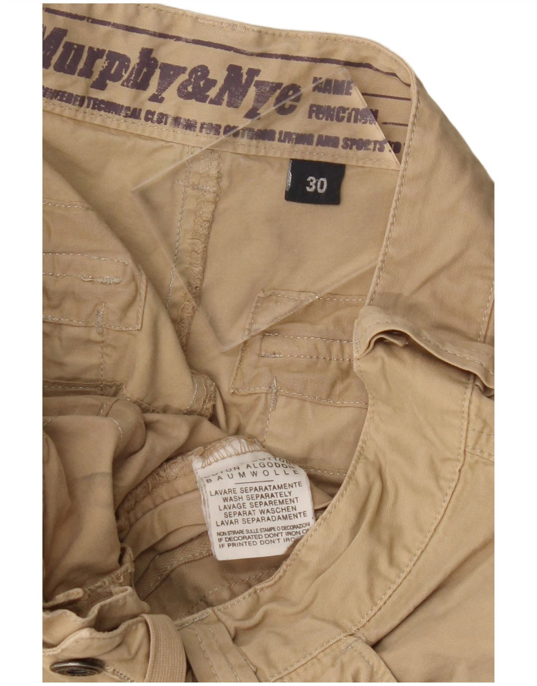Murphy & Nye Pantalon Cargo Droit Femme W30 L30 Coton Beige