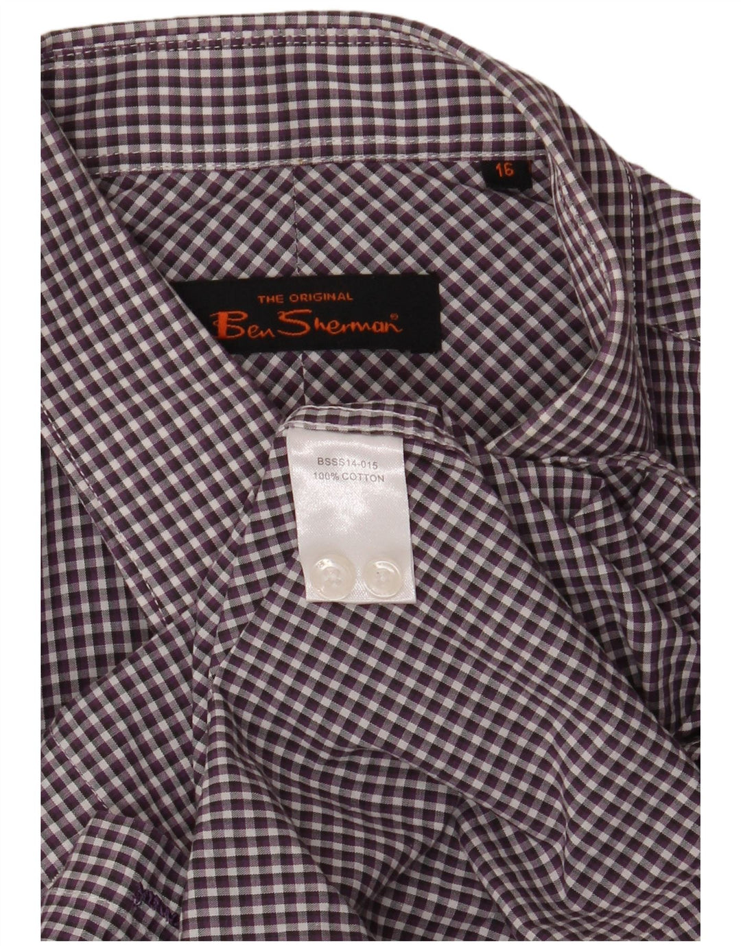 Ben Sherman Chemise Homme Taille 16 Grand Coton Vichy Violet