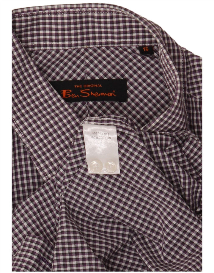 Ben Sherman Chemise Homme Taille 16 Grand Coton Vichy Violet