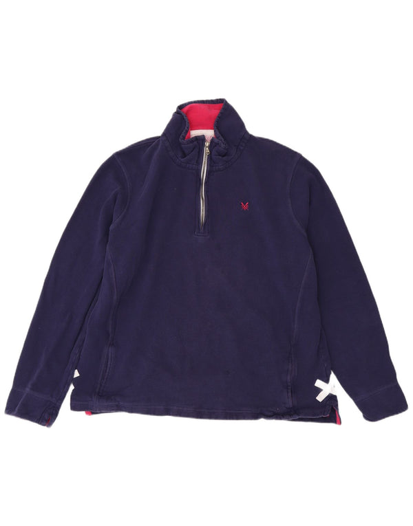 Crew Clothing Sweat-shirt à col zippé pour femme UK 20 2XL Bleu marine Coton