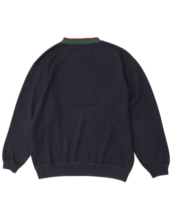 vintage Mens Graphic Regular Fit Sweatshirt Jumper Grand Coton Bleu Marine