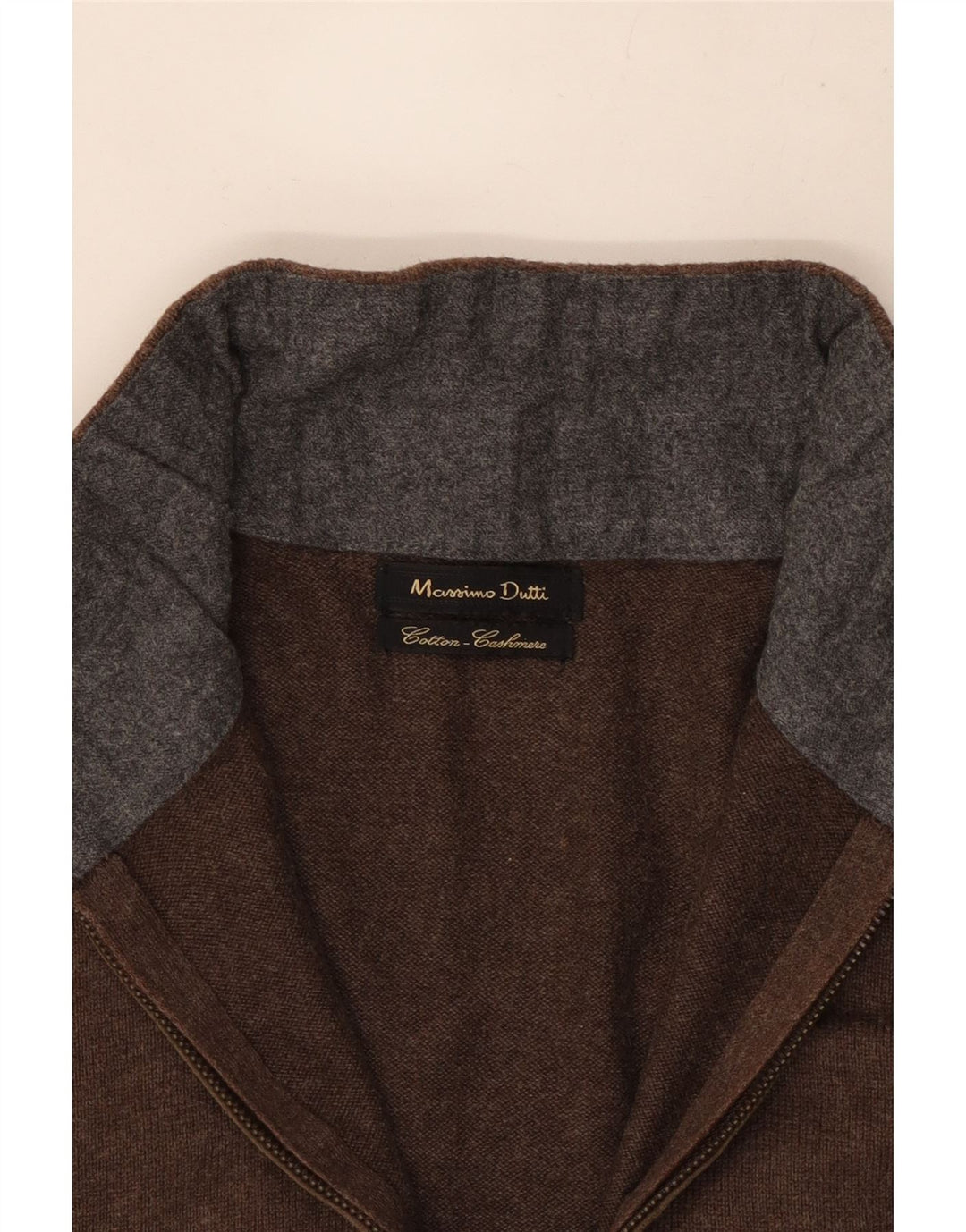 Massimo Dutti Pull à col zippé pour homme Petit coton marron