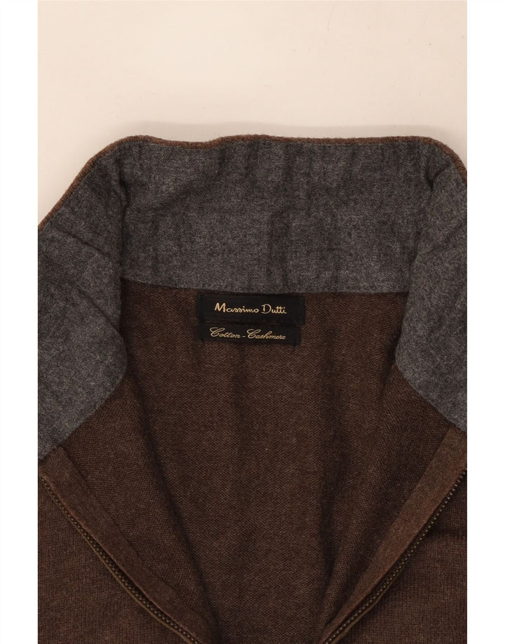Massimo Dutti Pull à col zippé pour homme Petit coton marron