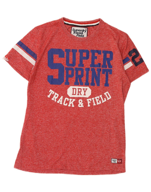 Superdry Homme T-Shirt Graphique Haut Large Rouge Moucheté Coton