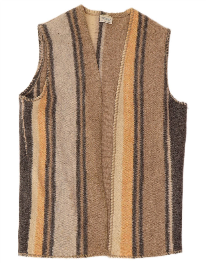 Benetton Pull Cardigan sans Manches Femme UK 16 Grande Laine Multicolore