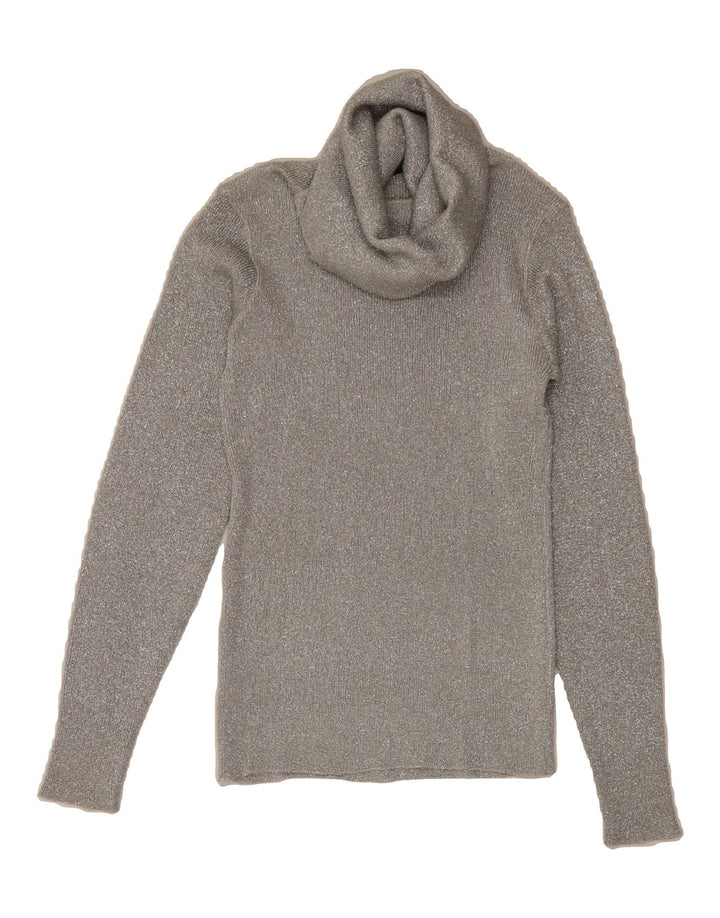 VINTAGE Womens Roll Neck Jumper Sweater IT 40 Small Silver Viscose Vintage Vintage and Second-Hand Vintage from Messina Hembry 