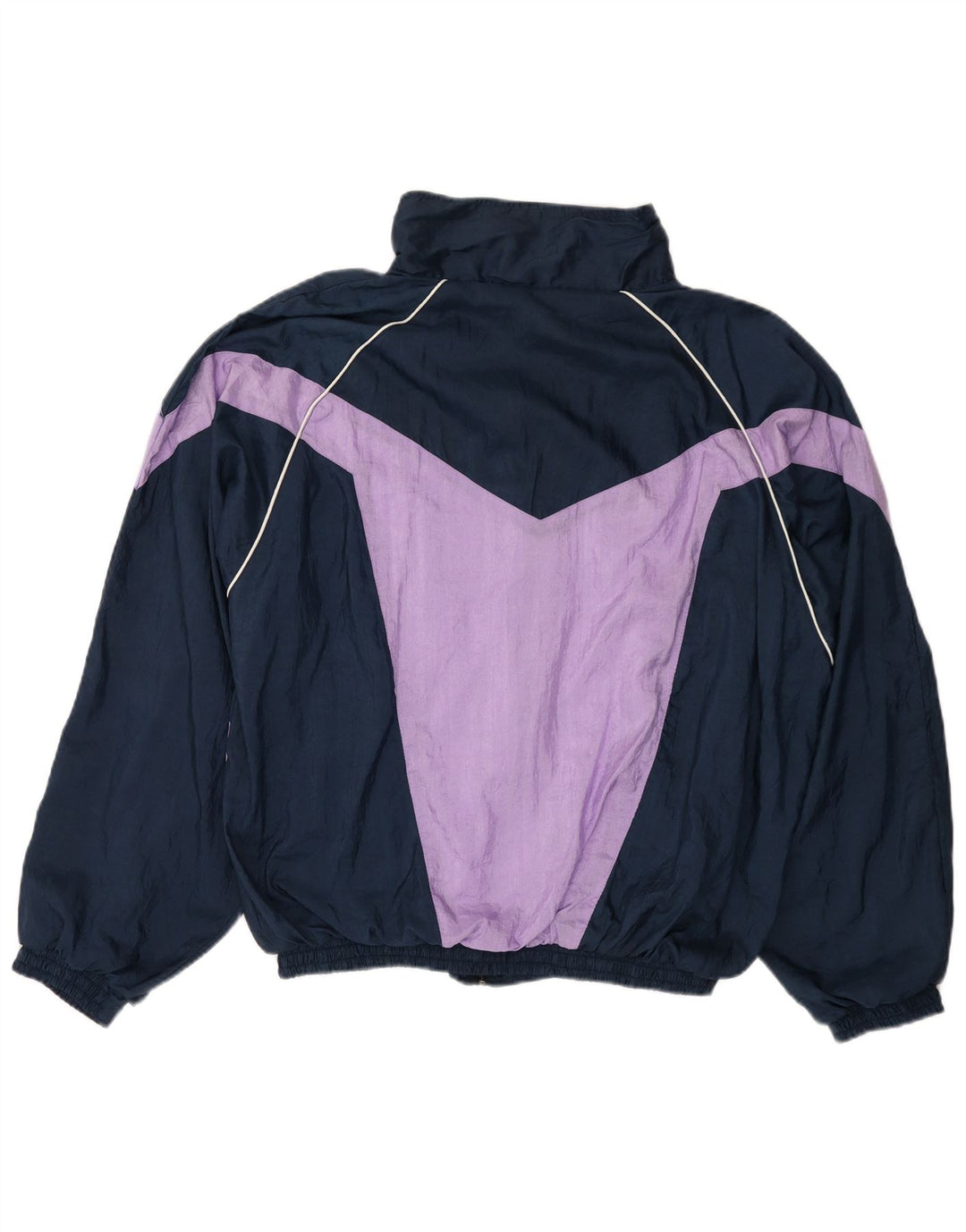 VINTAGE Veste de survêtement pour homme XL Bleu marine Colourblock Polyester