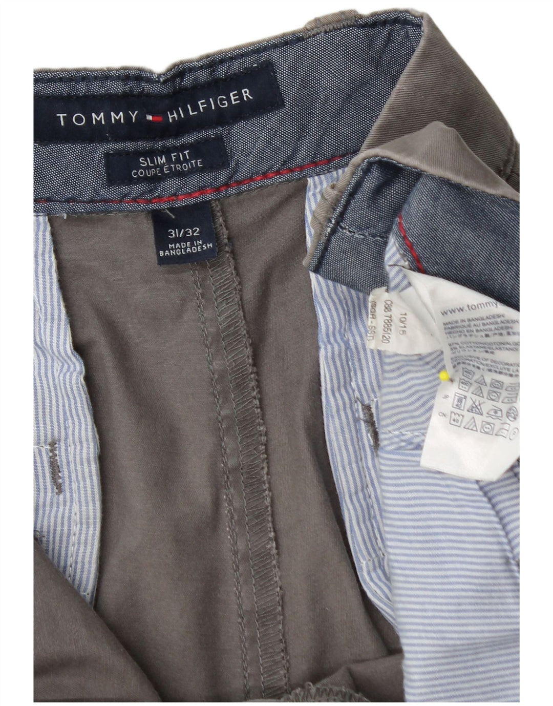 TOMMY HILFIGER Pantalon Chino Etroite Slim Fit Homme W31 L32 Gris Coton