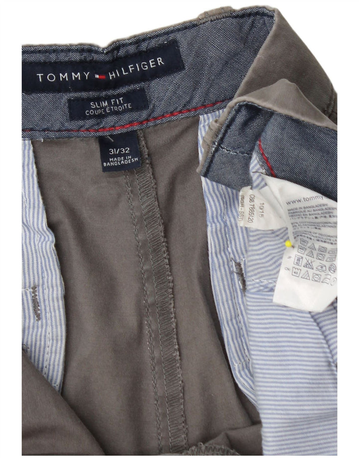 TOMMY HILFIGER Pantalon Chino Etroite Slim Fit Homme W31 L32 Gris Coton