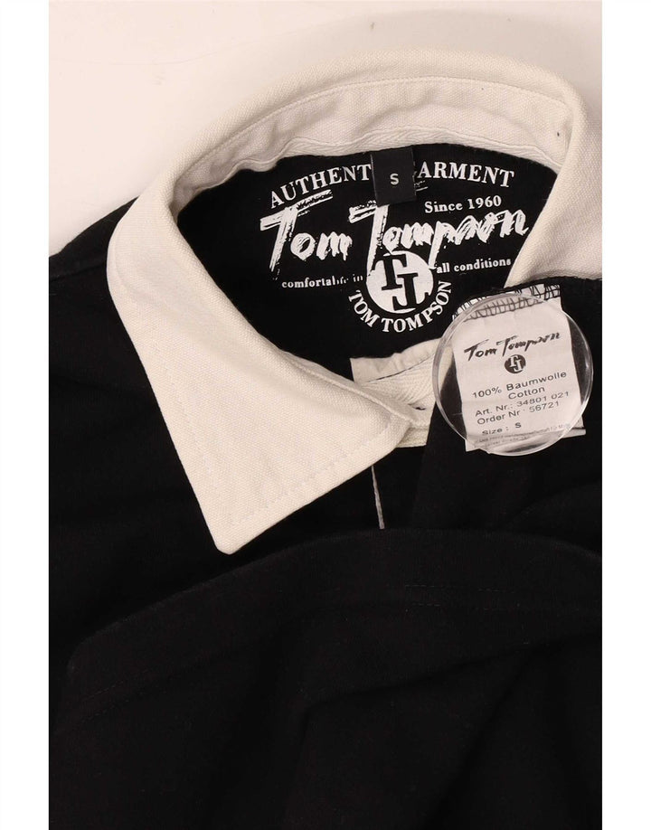 Tom Tompson Polo de Rugby Graphique Homme Petit Noir Colorblock
